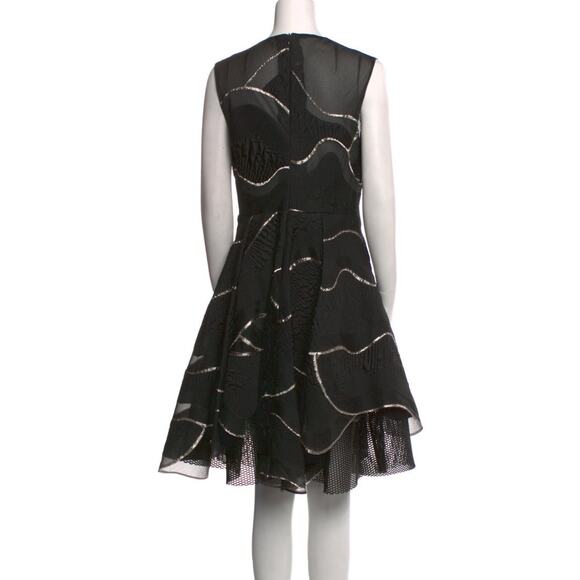 Talbot Runhof Black Gold Metallic Cocktail Dress Size 12 A-Line Sleeveless - Picture 2 of 12